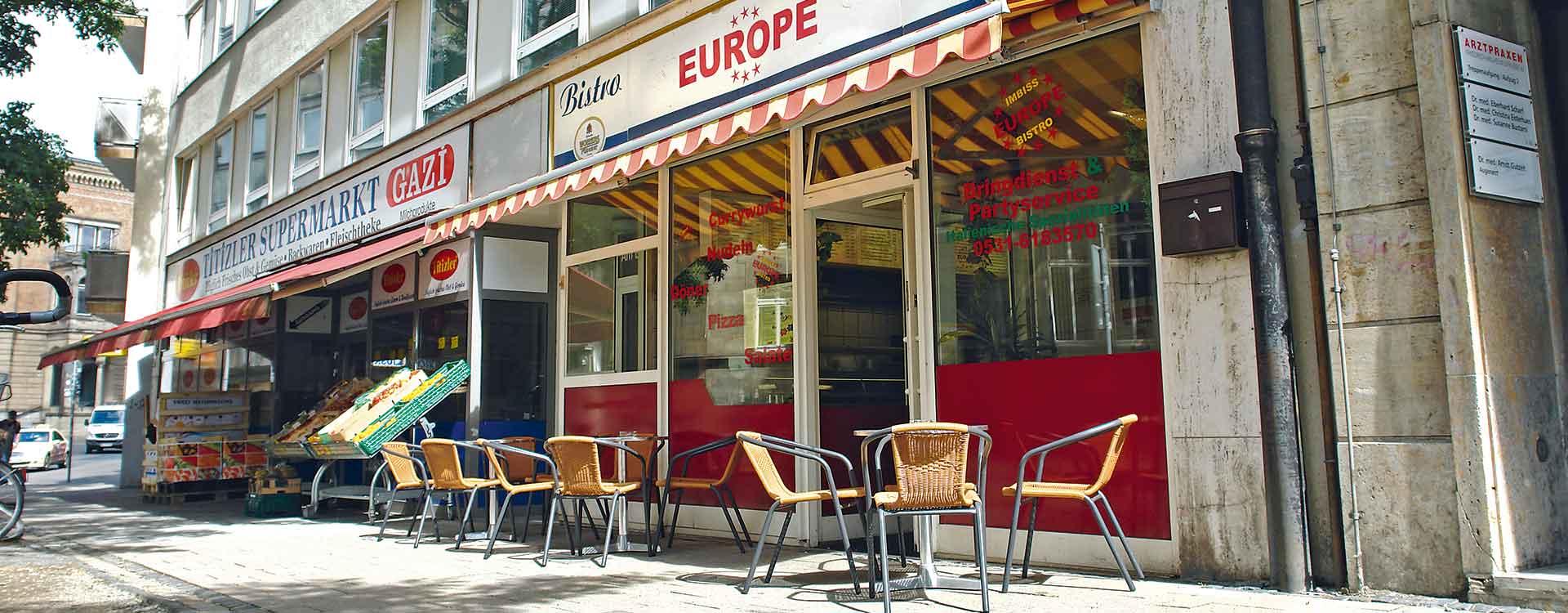 Aussenbild Bistro Europe, Pizzeria, Imbiss und Bringdienst